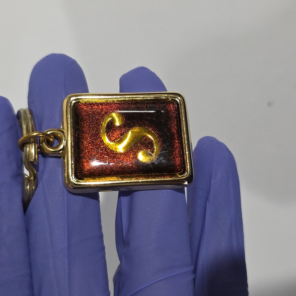 Gold Tone Rectangular Keychain With Initial "S" P… - image 8